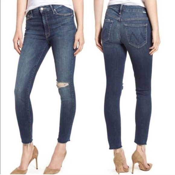 MOTHER High Waisted Looker Ankle Fray Cat Attack Jeans 24 - Picture 12 of 12
